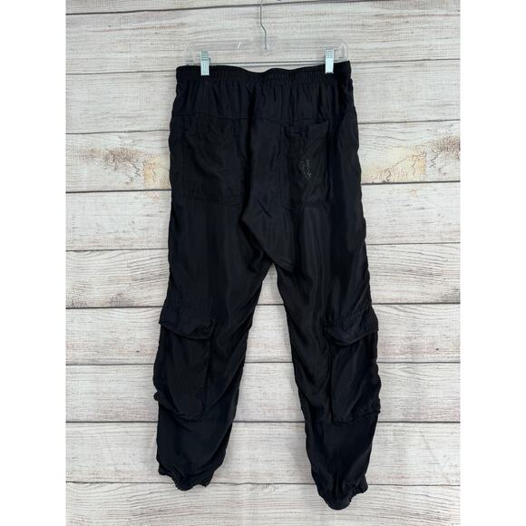 Johnny Was Cupra Rayon Cargo Jogger Pants Womens Small Black Elastic Drawstring - Picture 2 of 10